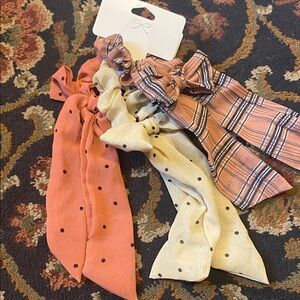 Polka Dot and Plaid Hair Scrunchies Set